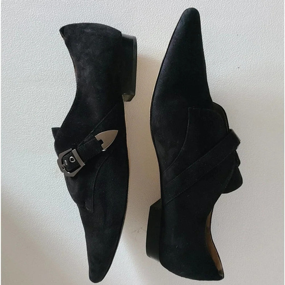 POUR LA VICTOIRE ZANDRA Woman's MONK STRAP Loafers FLATS Black Shoes Sz 8.5 - Picture 6 of 10